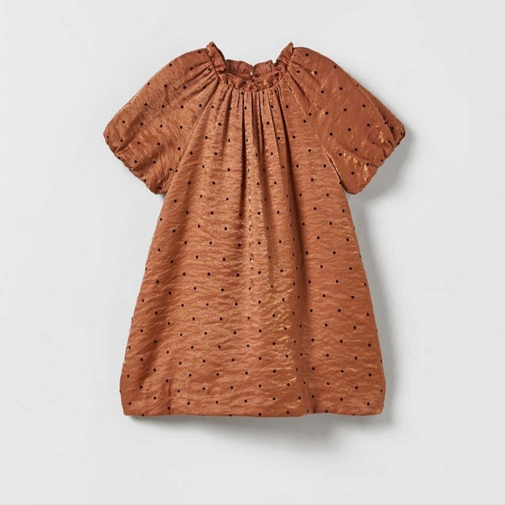 Zara Flocked Polka Dot Dress - Picture 1 of 3